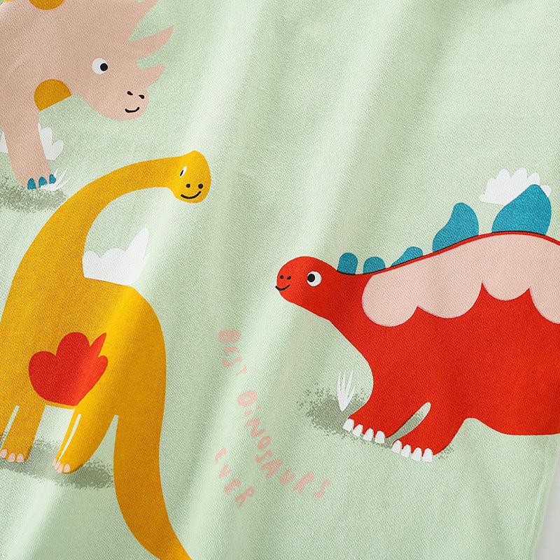 Baby Boy Cartoon Dinosaur Pattern O-Neck Cotton Shirt