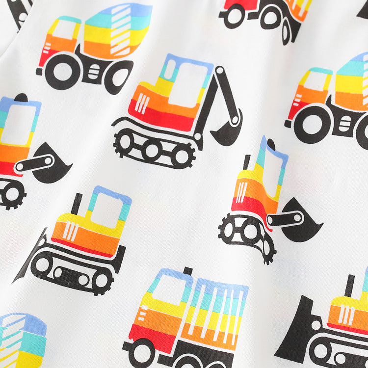 Baby Boy Cartoon Truck Pattern Longsleeve O-Neck Shirt