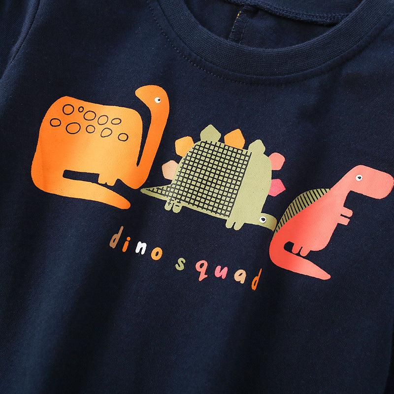 Baby Boy Cartoon Dinosaur Pattern Simple Style Lovely Shirt