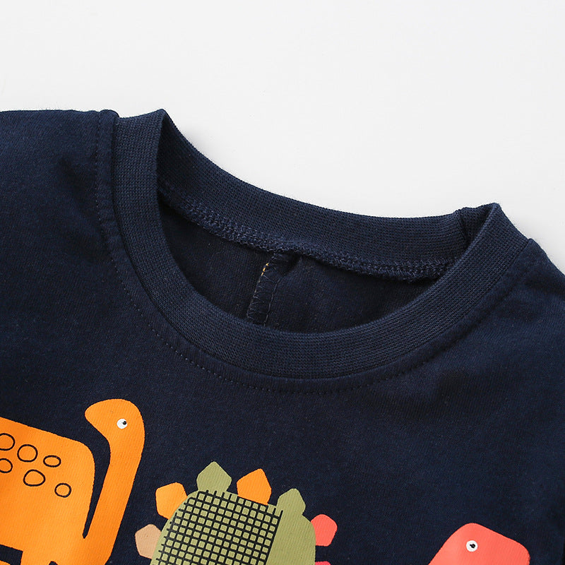 Baby Boy Cartoon Dinosaur Pattern Simple Style Lovely Shirt