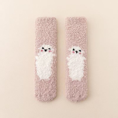 Baby Cartoon Animal Print Pattern Thickened Long-Tube Non-Slip Socks