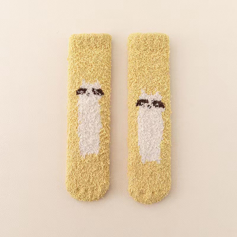 Baby Cartoon Animal Print Pattern Thickened Long-Tube Non-Slip Socks