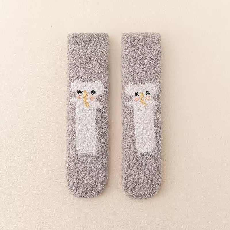Baby Cartoon Animal Print Pattern Thickened Long-Tube Non-Slip Socks