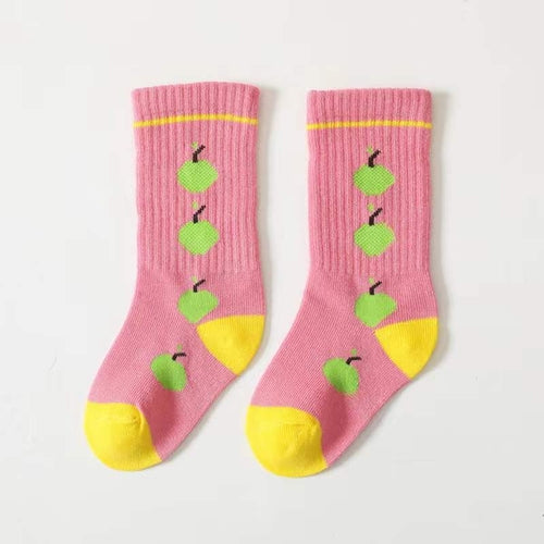 Baby Girl Candy Color Fruit Print Middle Tube Socks