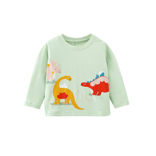 Baby Boy Cartoon Dinosaur Pattern O-Neck Cotton Shirt