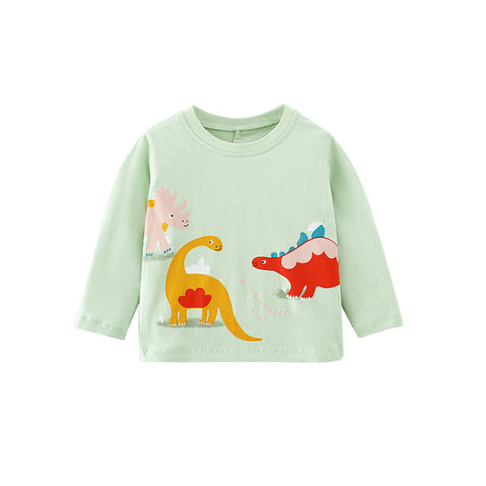 Baby Boy Cartoon Dinosaur Pattern O-Neck Cotton Shirt