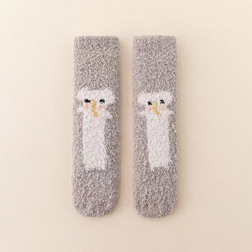 Baby Cartoon Animal Print Pattern Thickened Long-Tube Non-Slip Socks