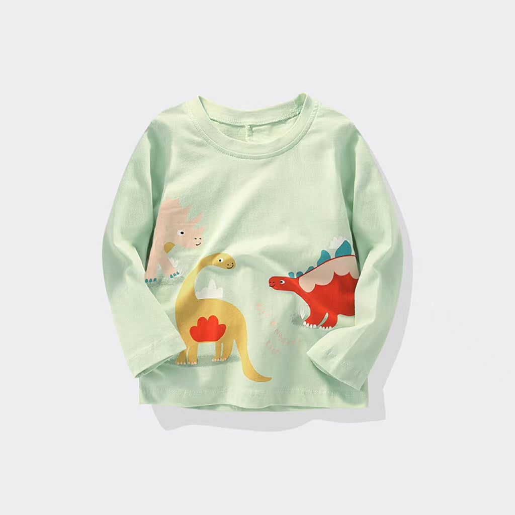 Baby Boy Cartoon Dinosaur Pattern O-Neck Cotton Shirt