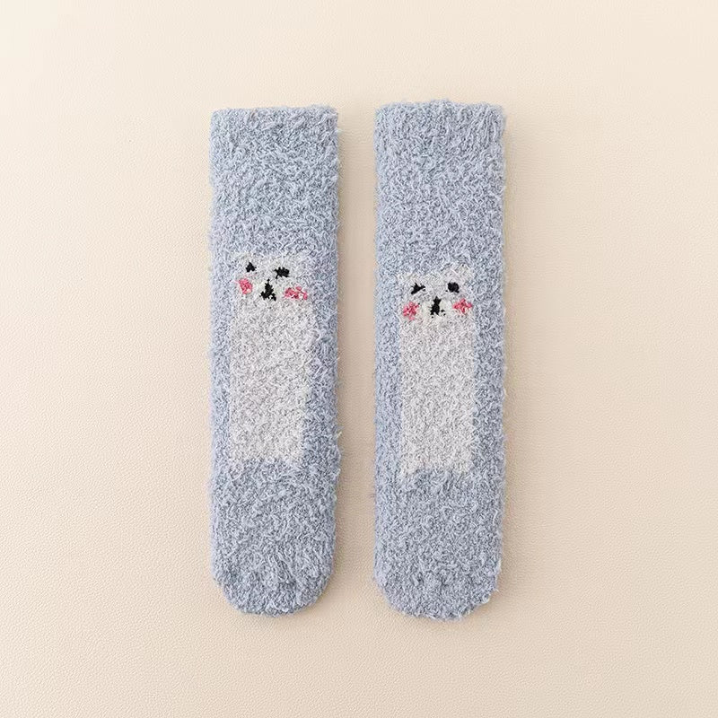 Baby Cartoon Animal Print Pattern Thickened Long-Tube Non-Slip Socks